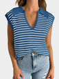 Mandy Collared Neck Striped Sweater Vest