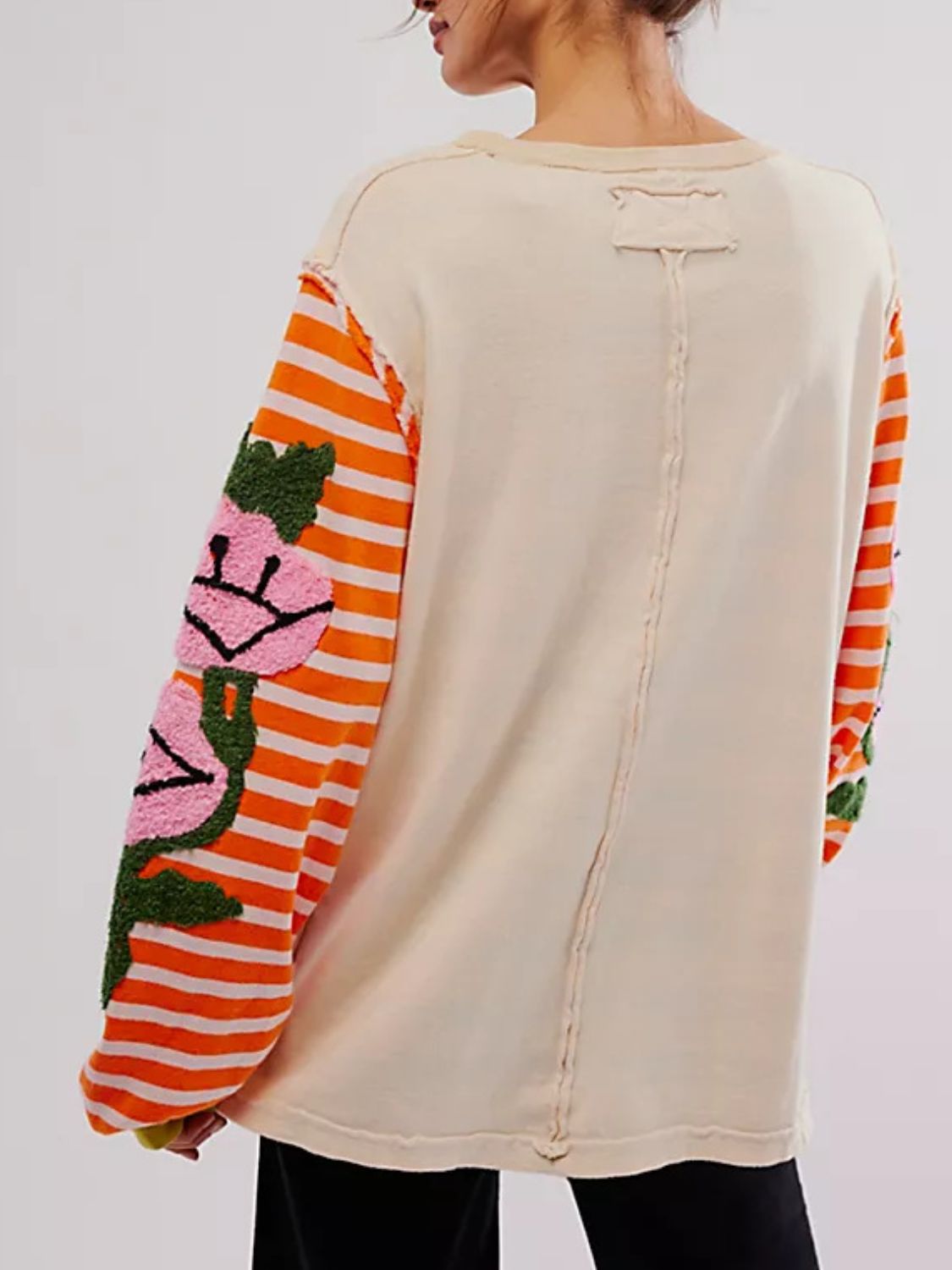 Striped Round Neck Long Sleeve Sweatshirt