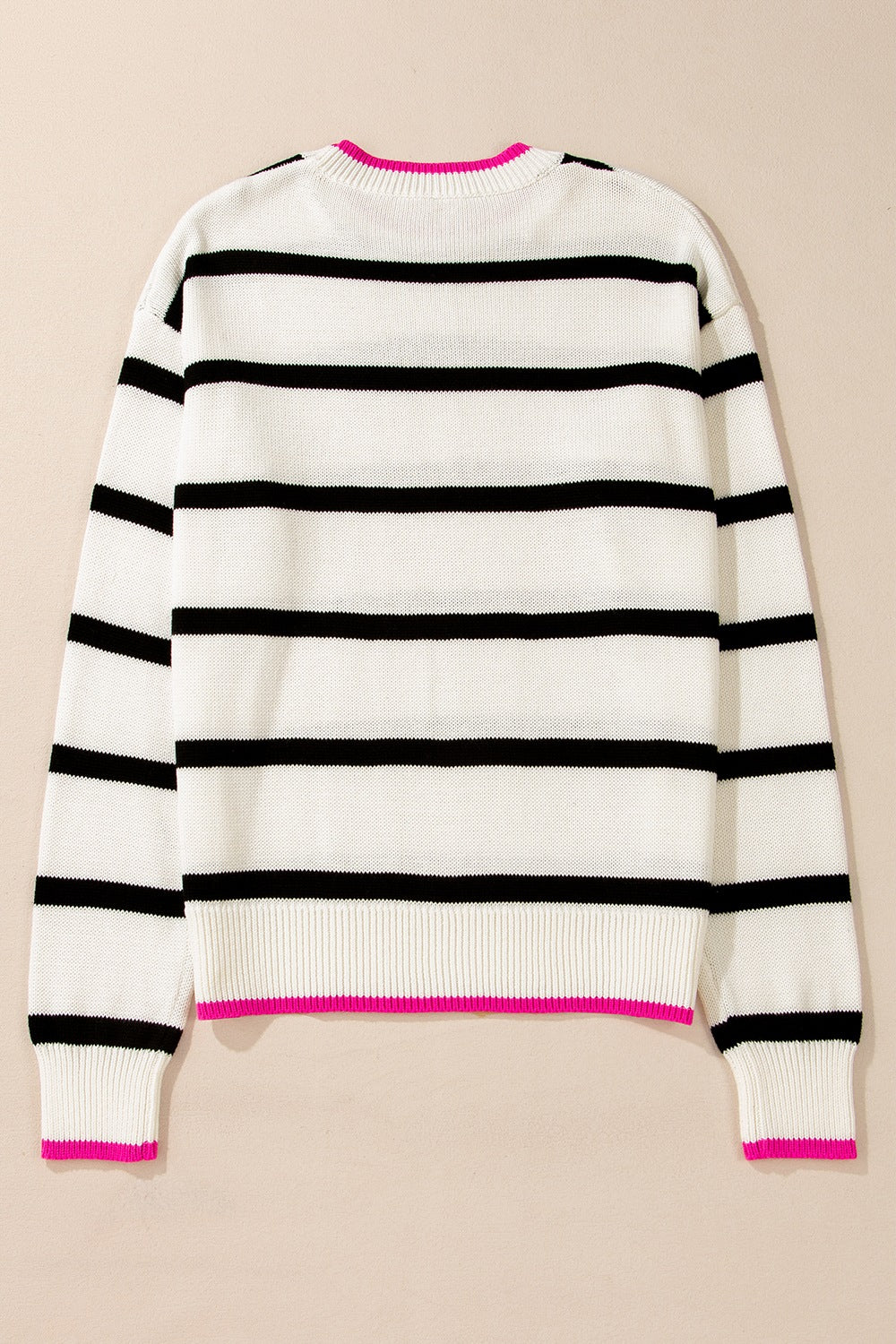 Striped Round Neck Drop Shoulder Sweater